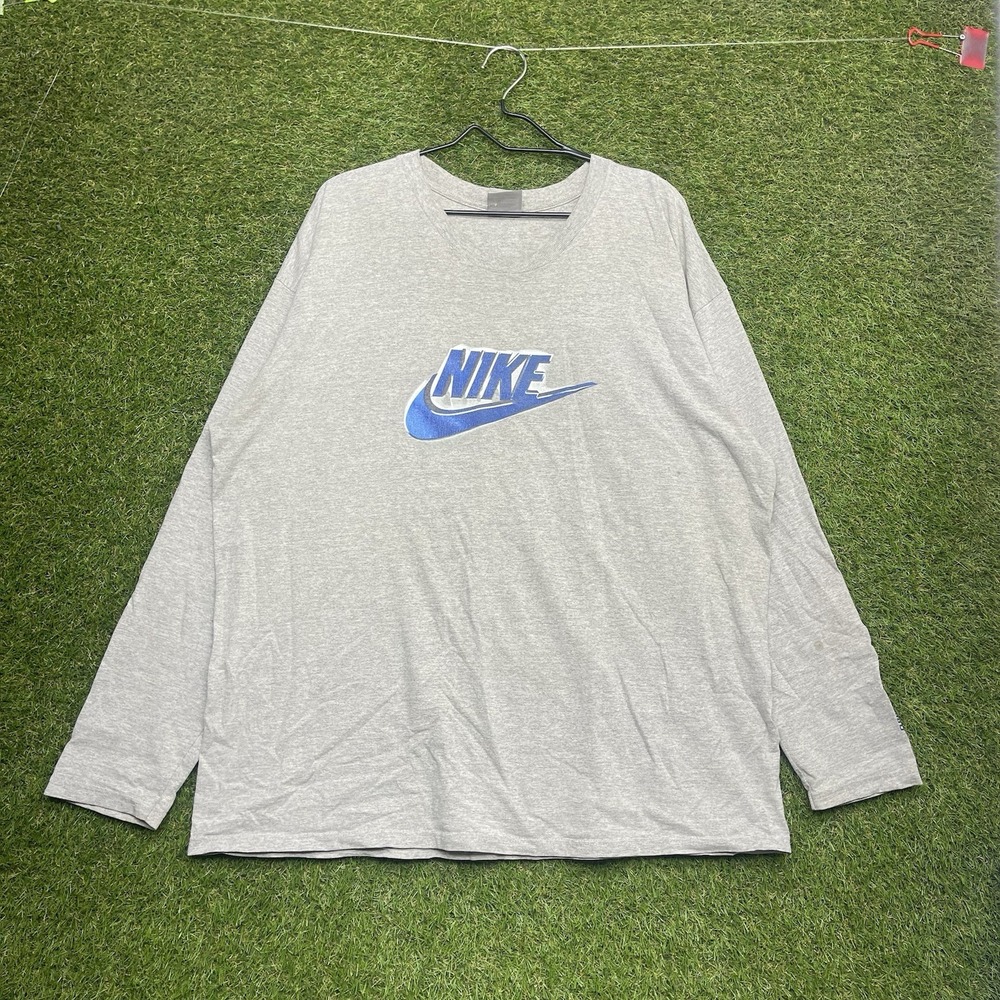 Vtg 90s Nike Long Sleeve Shirt Mens XL Center Swoosh Embroidered USA